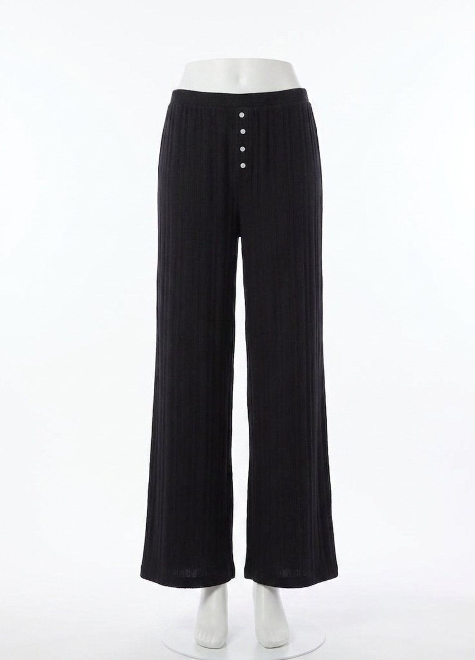 NEW HATCH pointelle wide leg pant in black